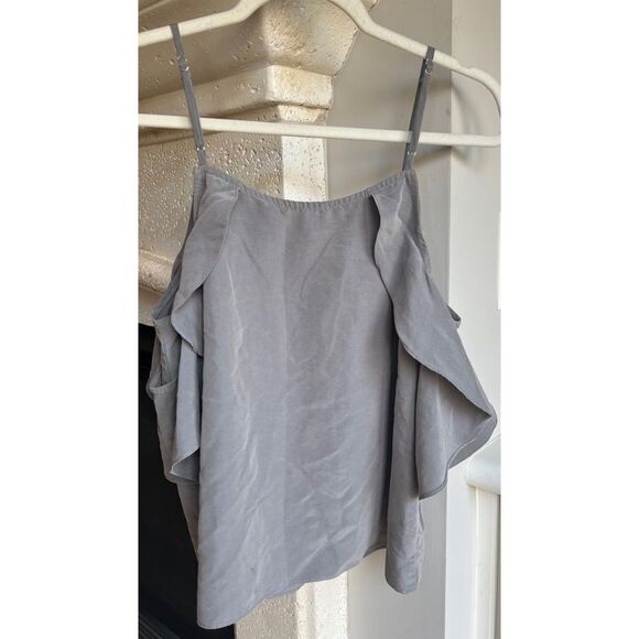 Everly Womens Grey Tank Top Cami Cap Flutter Sleeves Straps Size Medium - Picture 2 of 8